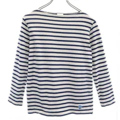 オーシバル フランス製 ボートネック ボーダー 長袖 バスクシャツ 2 ホワイト系 ORCIVAL ロゴ ロンT レディース 【中古】  【230818】