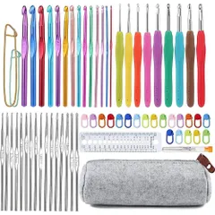 ☆ グレー012 ☆ 編み物 かぎ針セット mmkns110a かぎ針 セット かぎ 編み針 かぎ針セット 編み針セット 編針 かぎ針編み ポーチ付き ケース付き 持ち運び とじ針 巻き尺 編み物 手芸 編み物道具 裁縫道具 手編み あみもの あみぐるみ