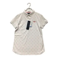 未使用品 レディース キャロウェイ Callaway 半袖ポロシャツ L 白×ピンク ホワイト ドット柄