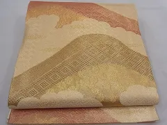 平和屋着物■佐賀錦　本場筑前博多織　六通柄袋帯　遠山吉祥文　金糸　逸品　n-mz6399