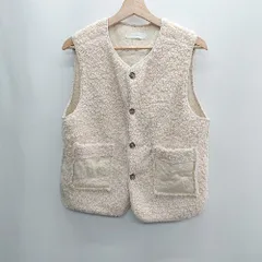 ◇ me+em select　ミームセレクト ボア素材 ノースリーブ ベスト サイズM ベージュ系 レディース E  【1408220025404】