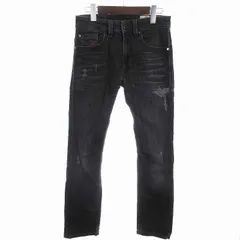 ディーゼル DIESEL THAVAR デニムパンツ ジーンズ スリム スキニー ストレッチ ダメージ加工 ブラック 黒 26 ■SM1