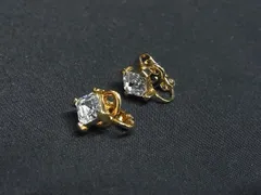 ■極美品■ NINA RICCI ニナリッチ ラインストーン クリップ式 イヤリング アクセサリー レディース ゴールド系×クリア系 DK1795