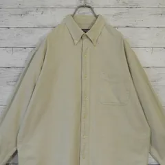 90s CHAPS RALPH LAURENチャップス ラルフローレン 無地 刺繍ロゴポケットオックスフォード ネルシャツ 長袖シャツ ボタンダウンシャツ L ベージュ 20201978