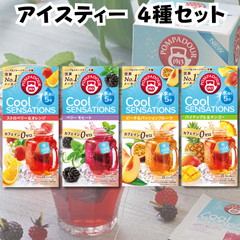ポンパドール クールセンセーション 水出し アイスティー 詰め合わせ 4種類セット ストロベリー＆オレンジ ピーチ＆パッションフルーツ ベリーモヒート パイナップル＆マンゴー 各1箱ず フルーツハーブティー ノンカフェイン フルーツティー