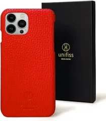 unifiss 銀座発 iPhone 13ProMax 第15世代 薄型 軽量 ワイヤレス充電対応 高級 シュリンク PU レザー カバー スマホケース マット スリム 携帯ケース 6.7 インチ( レッド,  iPhone 13ProMax)