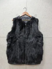 リバーシブル ベスト ラビットファー リブニット ダウン MT商事 M~Lサイズ ブラック グレー