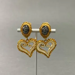 c19 Christian Lacroix クリスチャンラクロワ ハートモチーフストーンイヤリング VINTAGE ヴィンテージ ゴールド  アンティーク GOLDのサムネイル