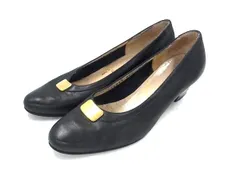 Salvatore Ferragamo フェラガモ レザー ヒール パンプス 表記サイズ 6 (約23cm) 靴 シューズ ブラック系 DH8094