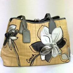 COACH　がま口　トートバッグ　ストロー　フラワー　ハンプトンズ　13531