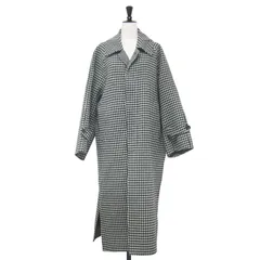 H BEAUTY&YOUTH エイチ ビューティアンドユース コート ブラック 黒 サイズ:M / チェック リバー コート / CHECK RAGLAN COAT ロング丈 ハウンドトゥース柄 ラグラン ウール / アウター ジャケット 上着【レディース】