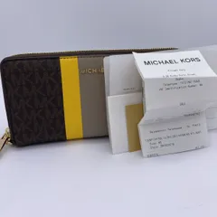 美品 定価約￥12,050 マイケルコース 長財布 ベージュ×ブラウン×イエロー STU