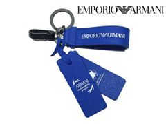 エンポリオ アルマーニ キーホルダー EMPORIO ARMANI Y4R284 Y020V 80070 CORN FLOWER BLUE GA イーグル ロゴマーク入り ブルー系 人工皮革 ストラップ キーリング キーフック キーホルダー