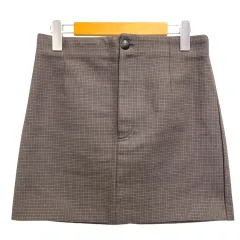 ザラ ZARA ミニスカート 台形スカート チェック S 茶 ブラウン