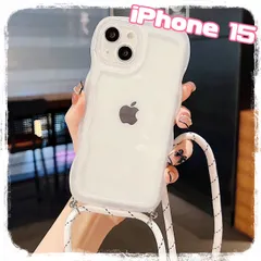 大人気　iPhone 15 スマホケース　シリコン　クリア　透明　バック　背面　カバー　波型　フォルム　可愛い　かわいい　ウェーブ　ショルダーストラップ　韓国　オルチャン　アクスタ　2way　iphone15 pro iphone 15 plus　新品未使用