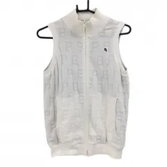 【超美品】パーリーゲイツ リバーシブルニットベスト 白 ロゴ総柄 裏黒 グレンチェック  レディース 1(M) ゴルフウェア PEARLY GATES