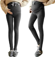 Miwoluna マタニティ レギンス リブ スパッツ タイツ パンツ ストレッチ ウエスト調整 大きいサイズ 妊婦 レディース 伸びる 部屋着(ブラック,  L)