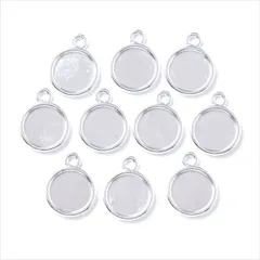 ミール皿【s31 ホワイトシルバー】10個セット ラウンド 型枠 モールド UVライト ストラップ キーホルダー チャーム クレイ ネックレス ペンダント ハンドメイドアクセサリーパーツ