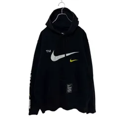 ★美品★NIKE ダブルスウォッシュ パーカー XL　黒　トレーナー　薄手 ナイキ NIKE スウッシュ フリース プルオーバー フーディ H