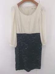 ◇ MAITRESSE レース 切り替え 長袖 ミニ ワンピース サイズ38 ベージュ ブラック レディース P  【1304010005604】