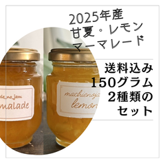 【送料込み】無添加・手作り 甘夏・レモンマーマレード（150g×各1本）