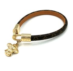 【鑑定済み】正規品 新品同様 ルイヴィトン LOUIS VUITTON モノグラム ヴィヴィエンヌ ブレスレット M6773 ブラウン 茶