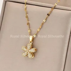 ペンダント ネックレス ゴールド 金 花 フラワー フェイクストーン 天然石風 可愛い 個性的 レディース ガーリー フェミニン イベント パーティー ジュエリー 大人かわいい デイリー