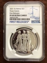 NGC  2021年　スリーグレイセス　1ポンド　銀貨　オリジナルケース付き
