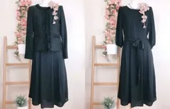 A85 ＊7号 新品 3点セット　スーツ　結婚式 披露宴 卒業式 入学式 セレモニー レディース 黒