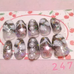 【普段使いも◎】ゴシックな夜空と星月のネイルチップ　　　　　　245