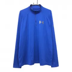 ★SALE価格★【美品】アンダーアーマー 長袖ハイネックシャツ ブルー ハーフジップ LOOSE メンズ XL/TG//EG ゴルフウェア UNDER ARMOUR
