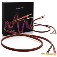 UCINNOVATE2パック14AWGスピーカーワイヤーバナナプラグ付き3mHiFiOFCスピーカーケーブル金メッキ直角バナナプラグからバナナプラグへオーディオケーブルスピーカーコードオーディオマニア…
