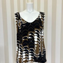 ★ MARNI マルニ タンクトップ バックリボン 総柄 ブラウン系 レーヨン100％ 伸縮性あり 薄手生地 カットソー サイズ:38表記 NO147