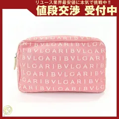  ブルガリ ポーチ ロゴマニア ピンク アイボリー レザー
