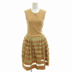 デイジーリンフォクシー DAISY LIN For FOXEY エレガントエタープ ワンピース ニット切替 ティアード ひざ丈 ノースリーブ 38 S ピンク /FF ■EC