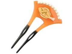 かんざし 2本差し バチ型かんざし 簪 英峰 パール付き べっ甲調  r2-631-K 