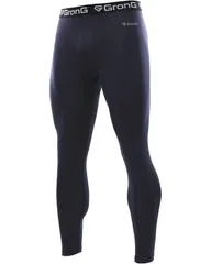 スポーツタイツ ロング丈 裏起毛 メンズ 冬用 コンプレッションタイツ レギンス 吸水速乾 抗菌防臭加工 ネイビー Lサイズ GronG（グロング）