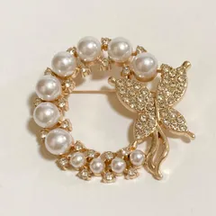 蝶々 蝶 パール ビジュー ストーン サークル ブローチ コサージュ ストールピン 卒業式 入学式