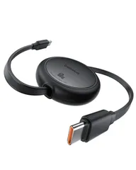 Baseus 充電ケーブル 巻き取り式 USB-C ケーブル 急速充電 60W PD対応 絡まない コンパクト リール式 iPhone16/15 Galaxy iPad Pro MacBook Pro 対応 Free2Pull クラスターブラック