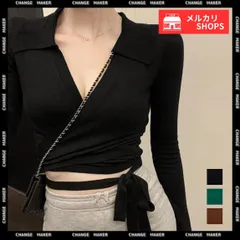 カシュクールニット 着やせ トップス 韓国 レディース Vネック ショート丈 ニットトップス 胸元セクシー 長袖 ニットソー ハイウエスト 襟付き タイトニット 春秋冬 ニット カットソー へそ出し 紐 大人きれいめニット ラップデザイン 87YDD-001