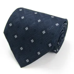 ヴァレンチノ ブランド ネクタイ チェック柄 格子柄 スクエア柄 シルク イタリア製 PO メンズ ネイビー Valentino 【中古】