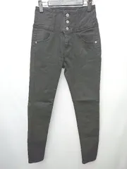 ◇ Θ Heather ヘザー ボタンフライ ストレッチ スキニー デニム ジーンズ パンツ サイズS ブラック レディース P  【1407100017133】