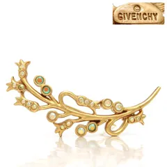ジバンシー　ゴールド 蝶 ブローチ クリスタル付き　ストーン Givenchy ジバンシー ブローチ ゴールドカラー GIVENCHY