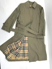 【盛岡77-0019】Burberry ﾊﾞｰﾊﾞﾘｰ  LONDON 70-80’ｓ ステンカラーコート ライナー付き ヴィンテージ【併売】【中古80】【レディース】