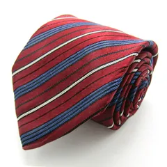 ポロ ブランド ネクタイ ストライプ柄 シルク 日本製 PO メンズ レッド POLO 【中古】