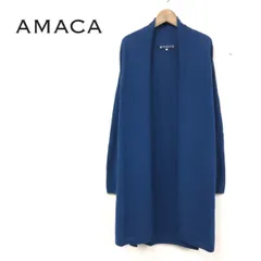 AMACA (アマカ)カシミヤ 100% 長袖カーディガンニットブルー青