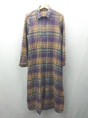 ◇ ⊇◎ ZARA ザラ チェック柄 キッズ 長袖 ロング シャツワンピース サイズEUR M パープル ベージュ レディース E  【1506190009520】