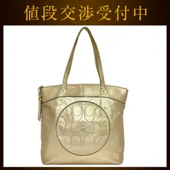 コーチ トートバッグ ゴールド ラウラ F18336 肩掛け レザー 中古
