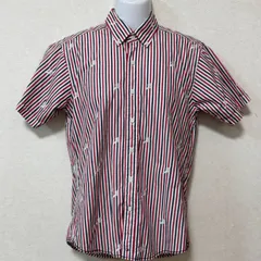TOMMY HILFIGER  トミーヒルフィガー ストライプ 半袖 ボタンダウンシャツ Mサイズ  メンズ カジュアル シャツ 刺繍 ロゴ