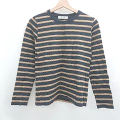 ◇ ⊇ nano universe ナノユニバース ボーダー柄 長袖 ロングTシャツ サイズF ブラック ブラウン レディース E  【1505290013253】